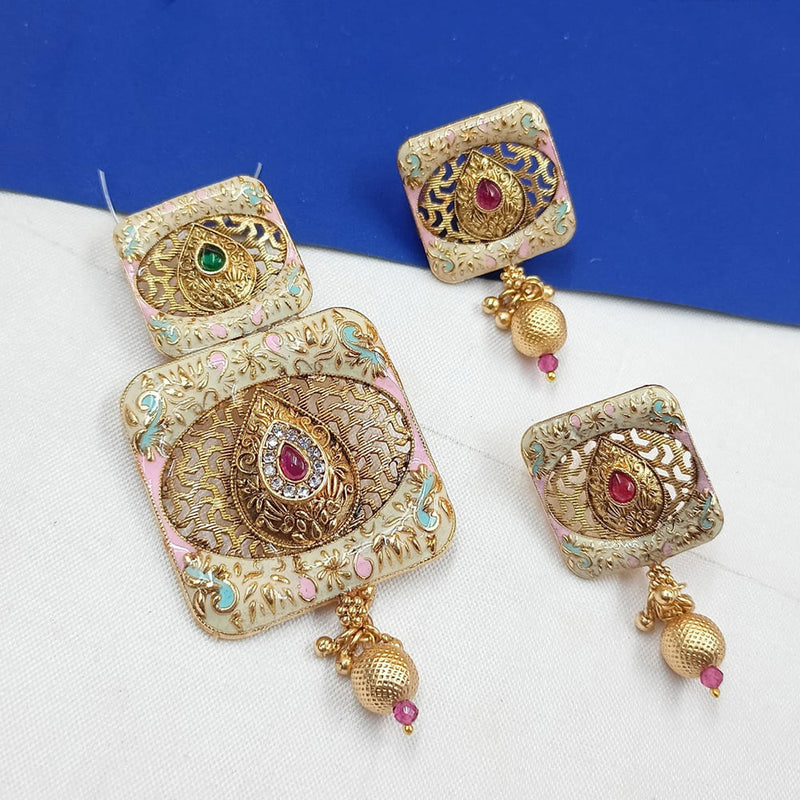 Padmawati Bangles Gold Plated Pota Stone Meenakari Pendant Set