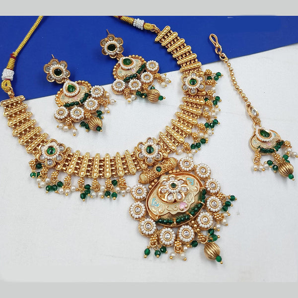 Padmawati Bangles Gold Plated Pota Stone And Pearls Meenakari Necklace Set