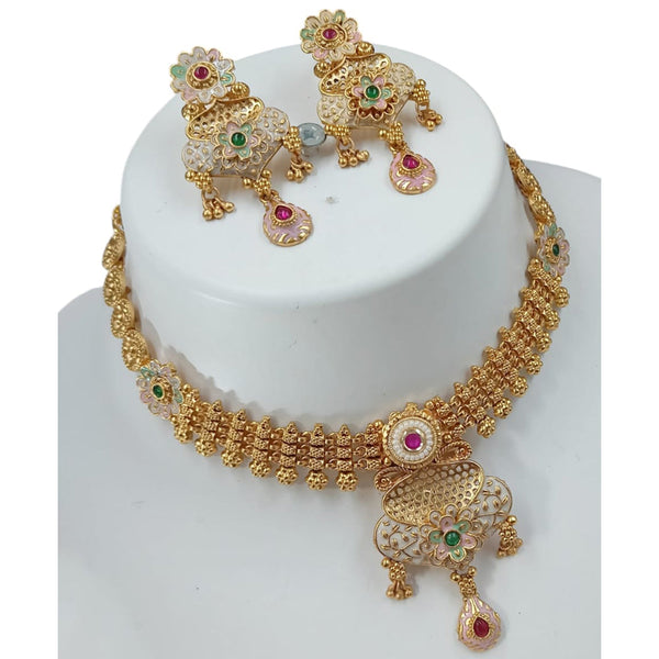 Padmawati Bangles Gold Plated Pota Stone And Meenakari Choker Necklace Set