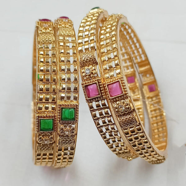 Padmawati Bangles Gold Plated Pota Stone Bangles Set