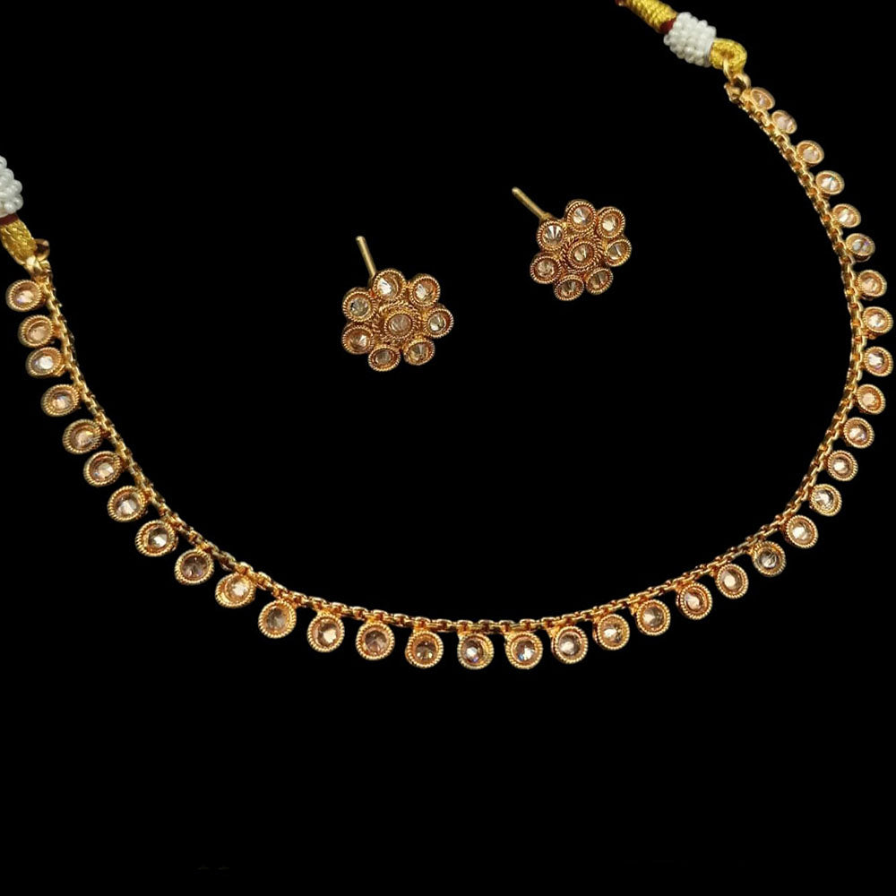 Padmawati Bangles Gold Plated Crystal Stone Necklace Set