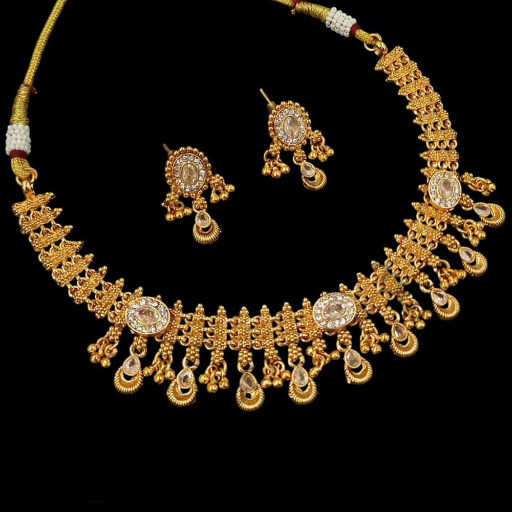 Padmawati Bangles Gold Plated Crystal Stone Necklace Set