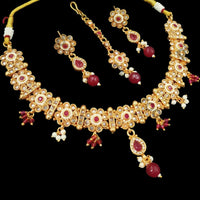 Padmawati Bangles Gold Plated Crystal Stone And Pearls Necklace Set