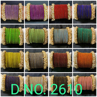 Shree Asha Bangles Gold Plated Velvet Assorted Color Bangles Set