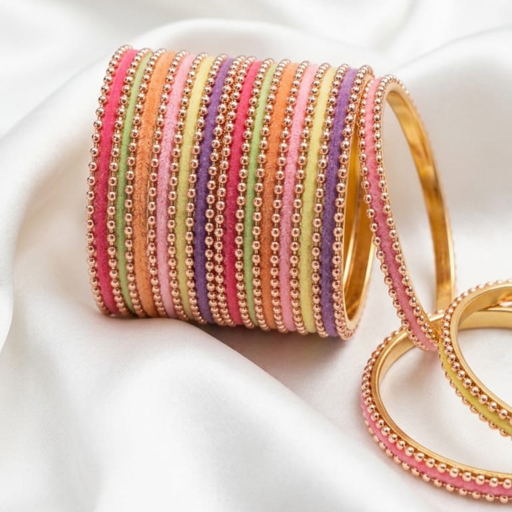 Shree Asha Bangles Gold Plated Velvet Bangles Set
