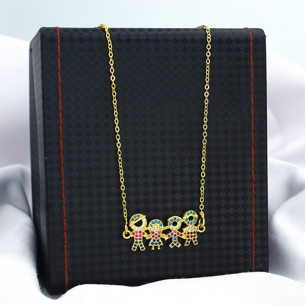 Mahavir Gold Plated Austrian Stone Chain Pendant