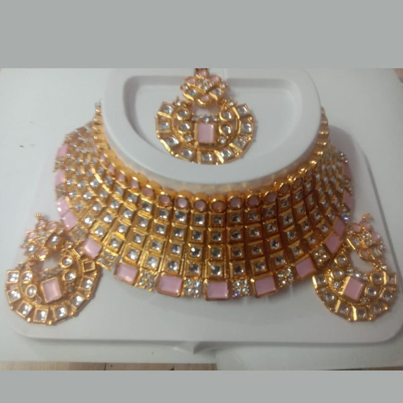 Neetu Art Gold Plated Crystal Stone Necklace Set