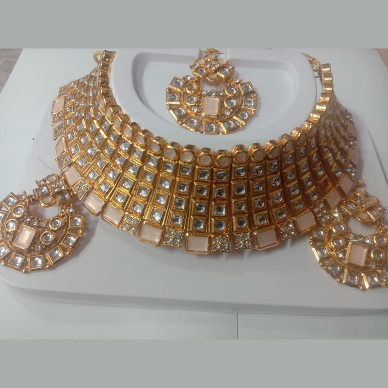 Neetu Art Gold Plated Crystal Stone Necklace Set