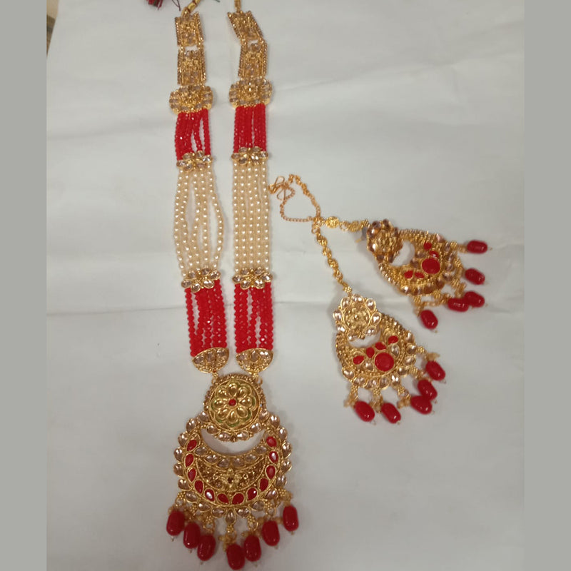 Neetu Art Gold Plated Crystal Stone Long Necklace Set