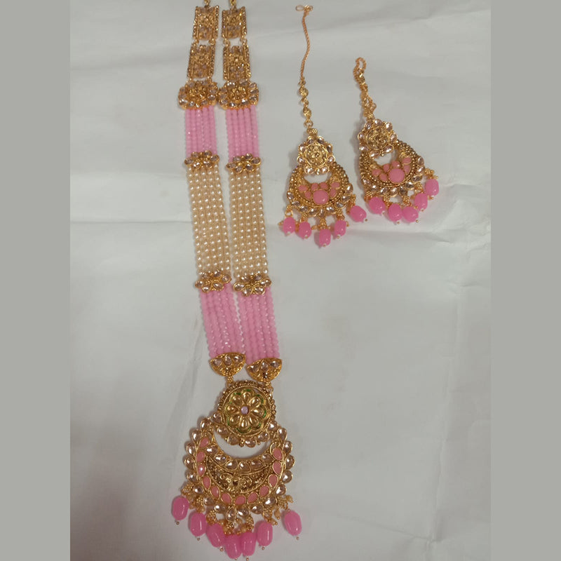 Neetu Art Gold Plated Crystal Stone Long Necklace Set