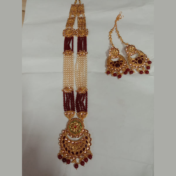 Neetu Art Gold Plated Crystal Stone Long Necklace Set