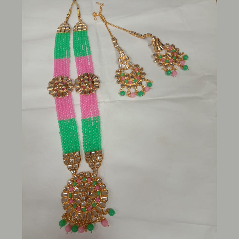 Neetu Art Gold Plated Crystal Stone Long Necklace Set