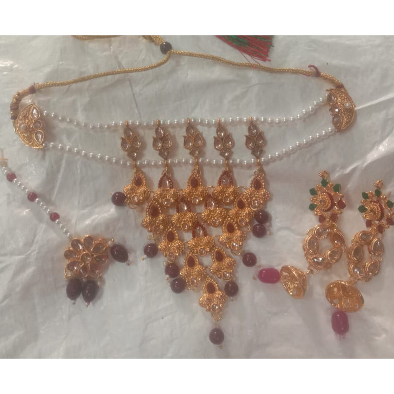 Neetu Art Gold Plated Crystal Stone Necklace Set