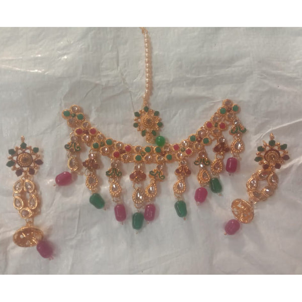 Neetu Art Gold Plated Crystal Stone Necklace Set