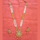 Neetu Art Gold Plated Pota Stone And Pearl Long Necklace Set