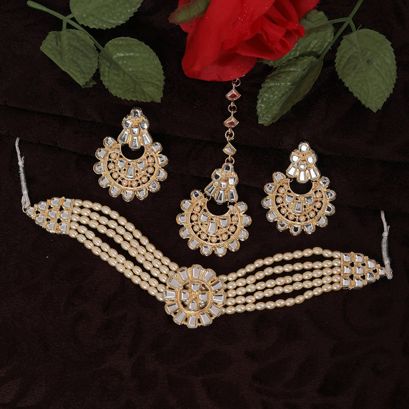 Neetu Art Gold Plated Kundan Choker Necklace Set