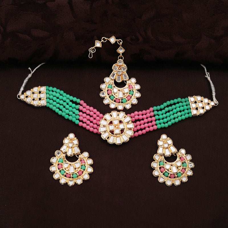 Neetu Art Gold Plated Kundan Choker Necklace Set