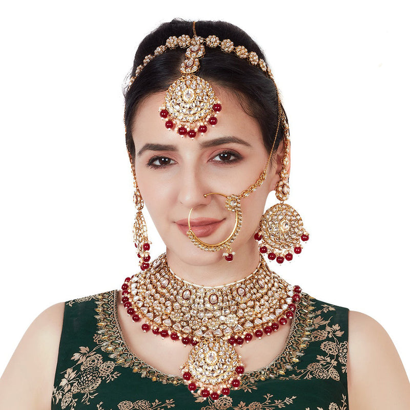 Neetu Art Gold Plated Kundan Stone Bridal Necklace Set