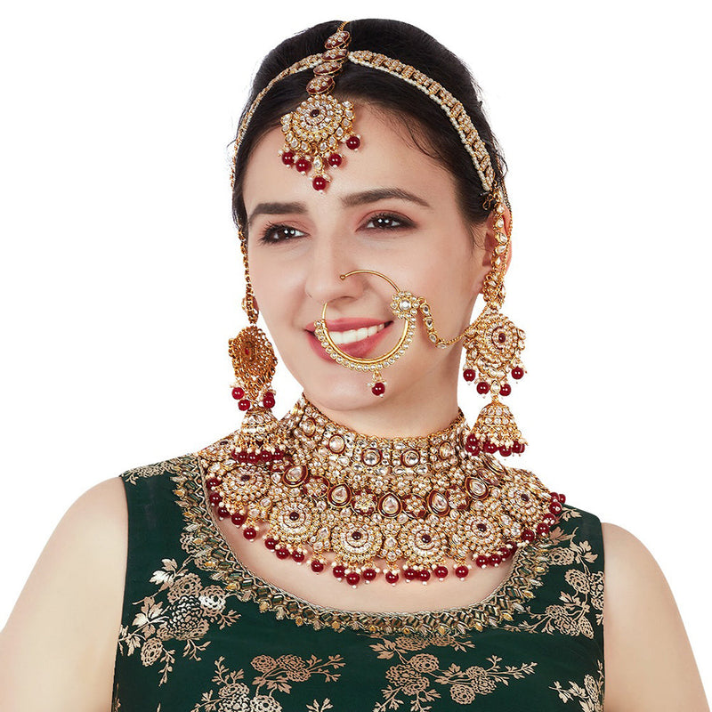 Neetu Art Gold Plated Kundan Stone Bridal Necklace Set