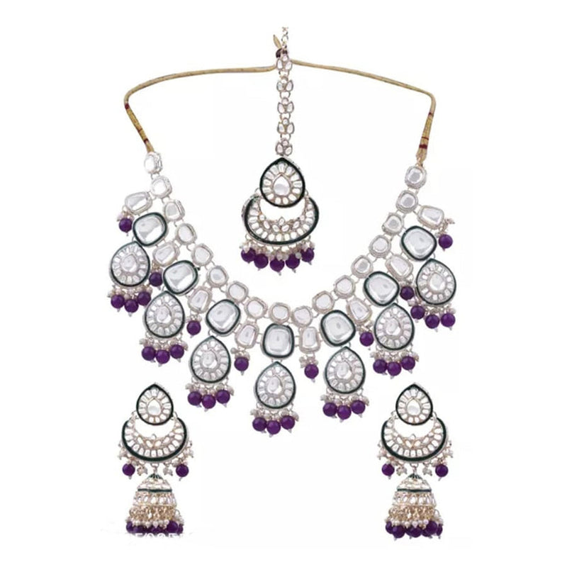 Neetu Art Silver Plated Kundan Necklace Set