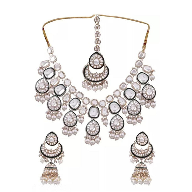 Neetu Art Silver Plated Kundan Necklace Set
