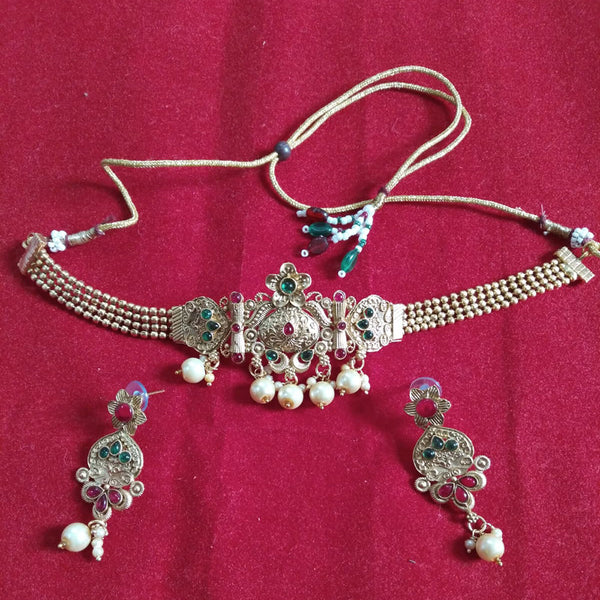 Neetu Art Silver Plated Kundan Stone Choker Necklace Set