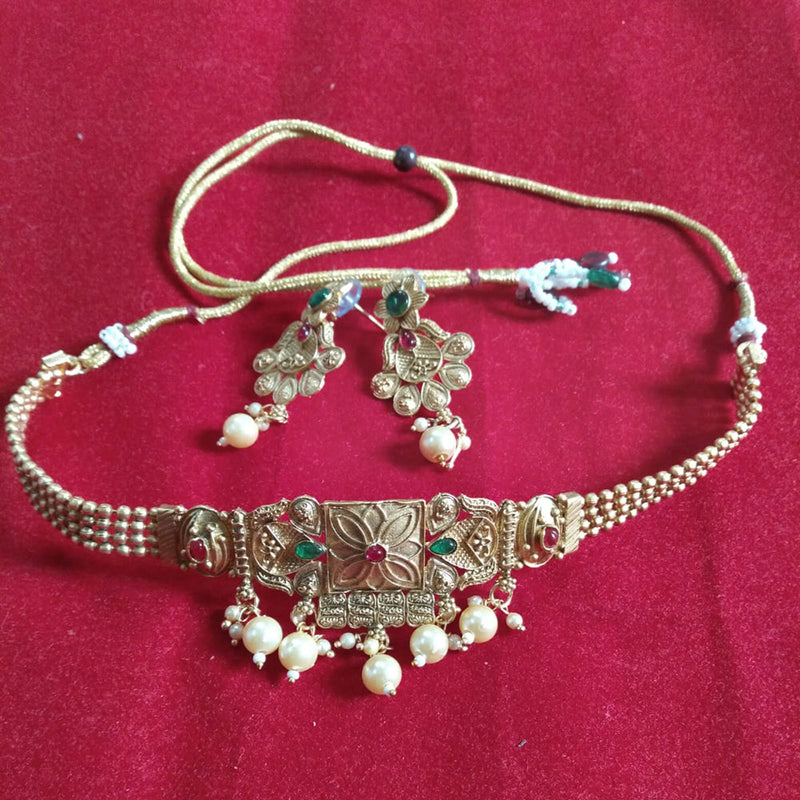 Neetu Art Silver Plated Kundan Stone Choker Necklace Set