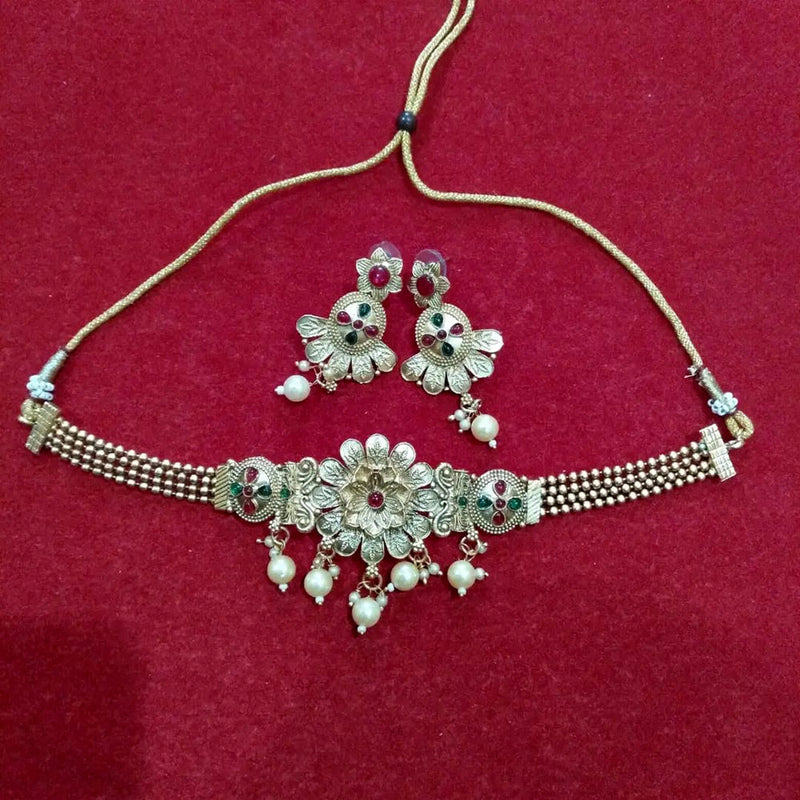 Neetu Art Silver Plated Kundan Stone Choker Necklace Set