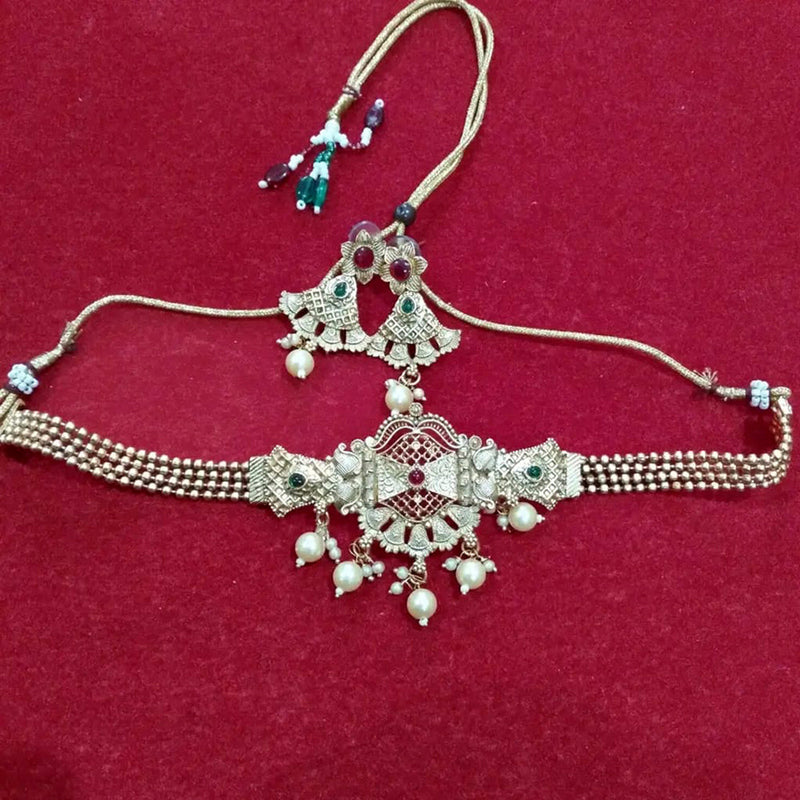 Neetu Art Silver Plated Kundan Stone Choker Necklace Set