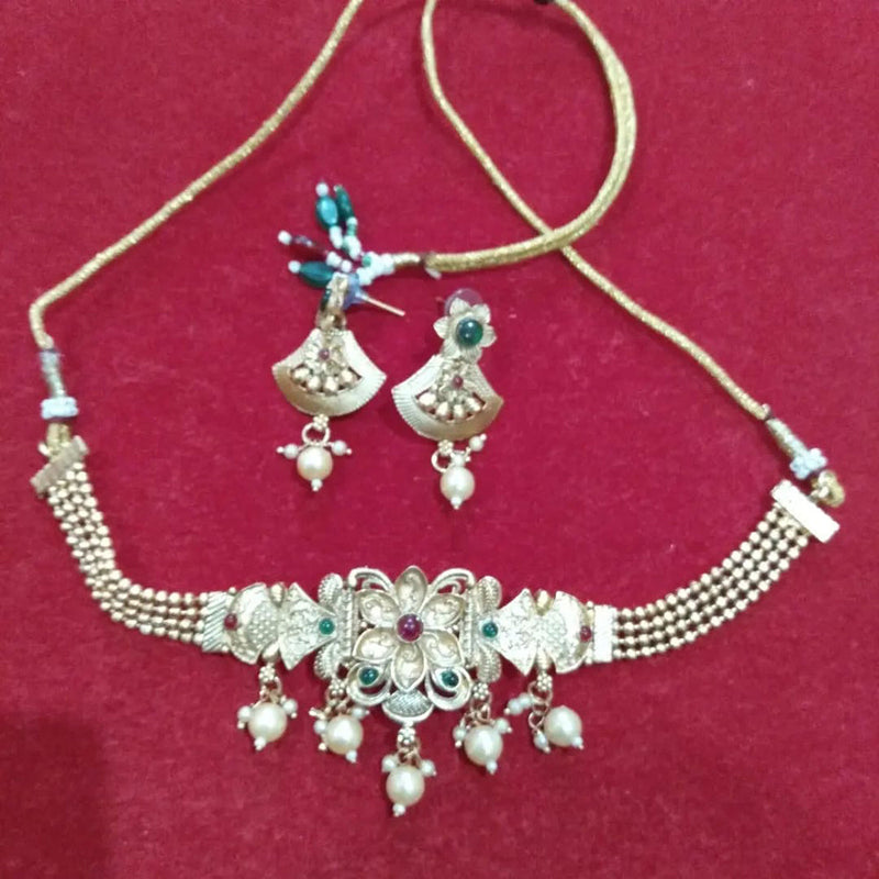 Neetu Art Silver Plated Kundan Stone Choker Necklace Set