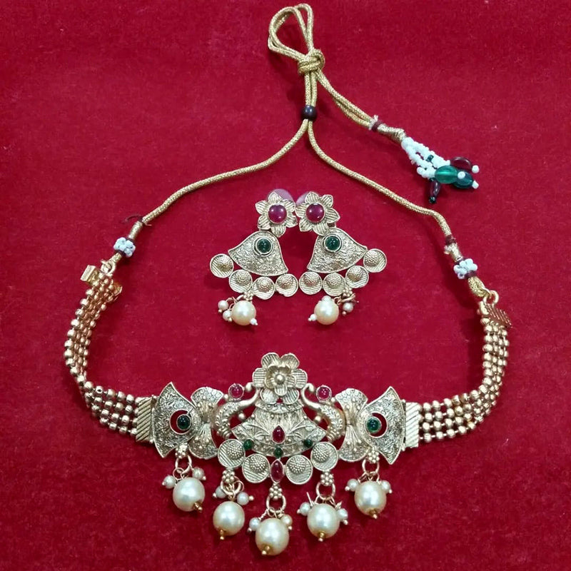 Neetu Art Silver Plated Kundan Stone Choker Necklace Set