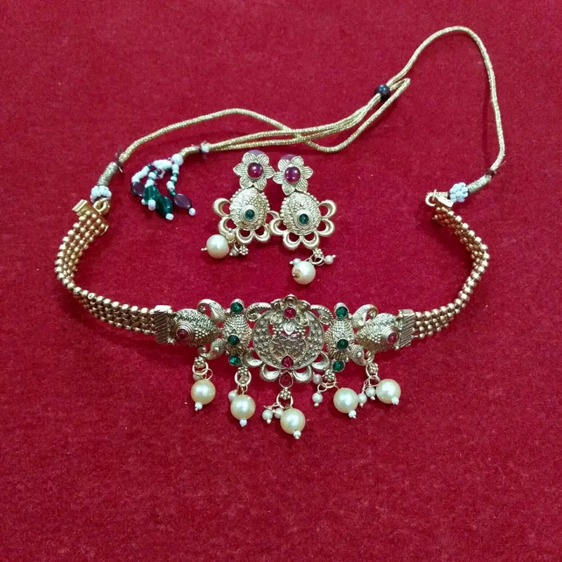 Neetu Art Silver Plated Kundan Stone Choker Necklace Set