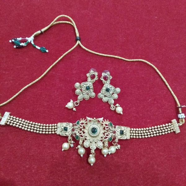 Neetu Art Silver Plated Kundan Stone Choker Necklace Set