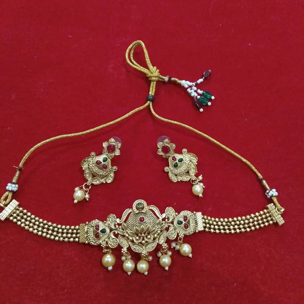 Neetu Art Gold Plated Kundan Stone Choker Necklace Set