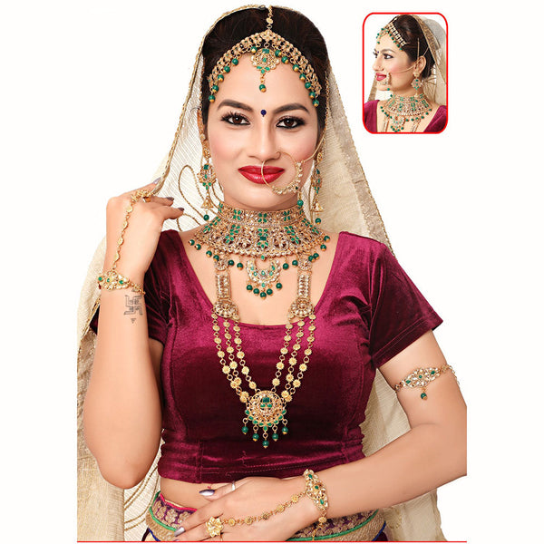 Neetu Art Gold Plated Crystal Stone Bridal Set