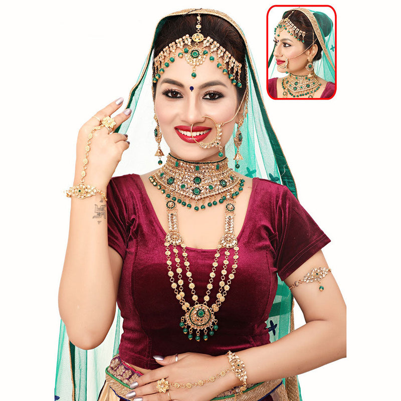 Neetu Art Gold Plated Crystal Stone Bridal Set