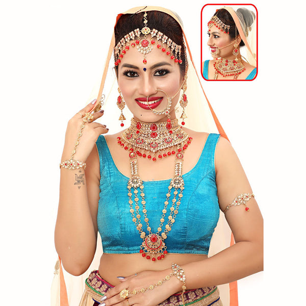 Neetu Art Gold Plated Crystal Stone Bridal Set