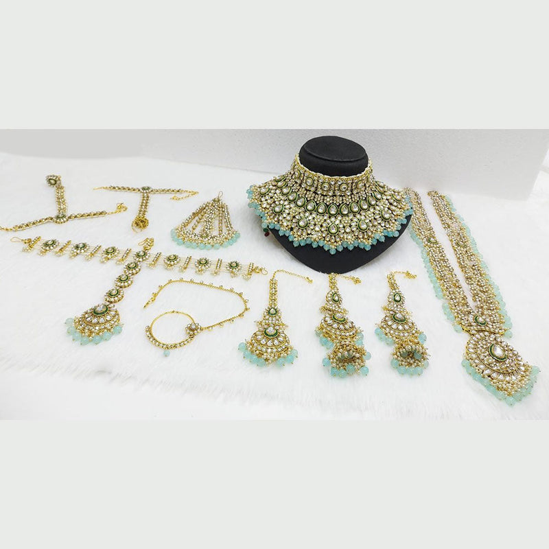 Neetu Art Gold Plated Kundan Stone And Beads Bridal Set