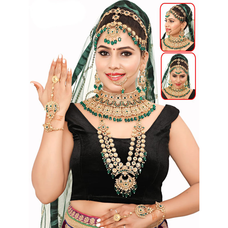 Neetu Art Gold Plated Kundan Stone And Beads Bridal Set