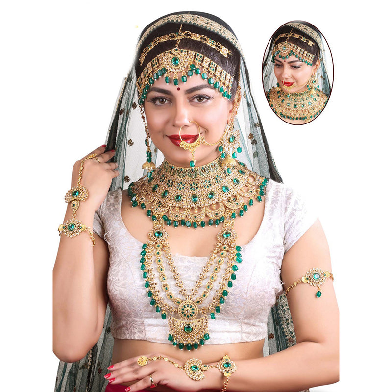 Neetu Art Gold Plated Kundan Stone And Beads Bridal Set