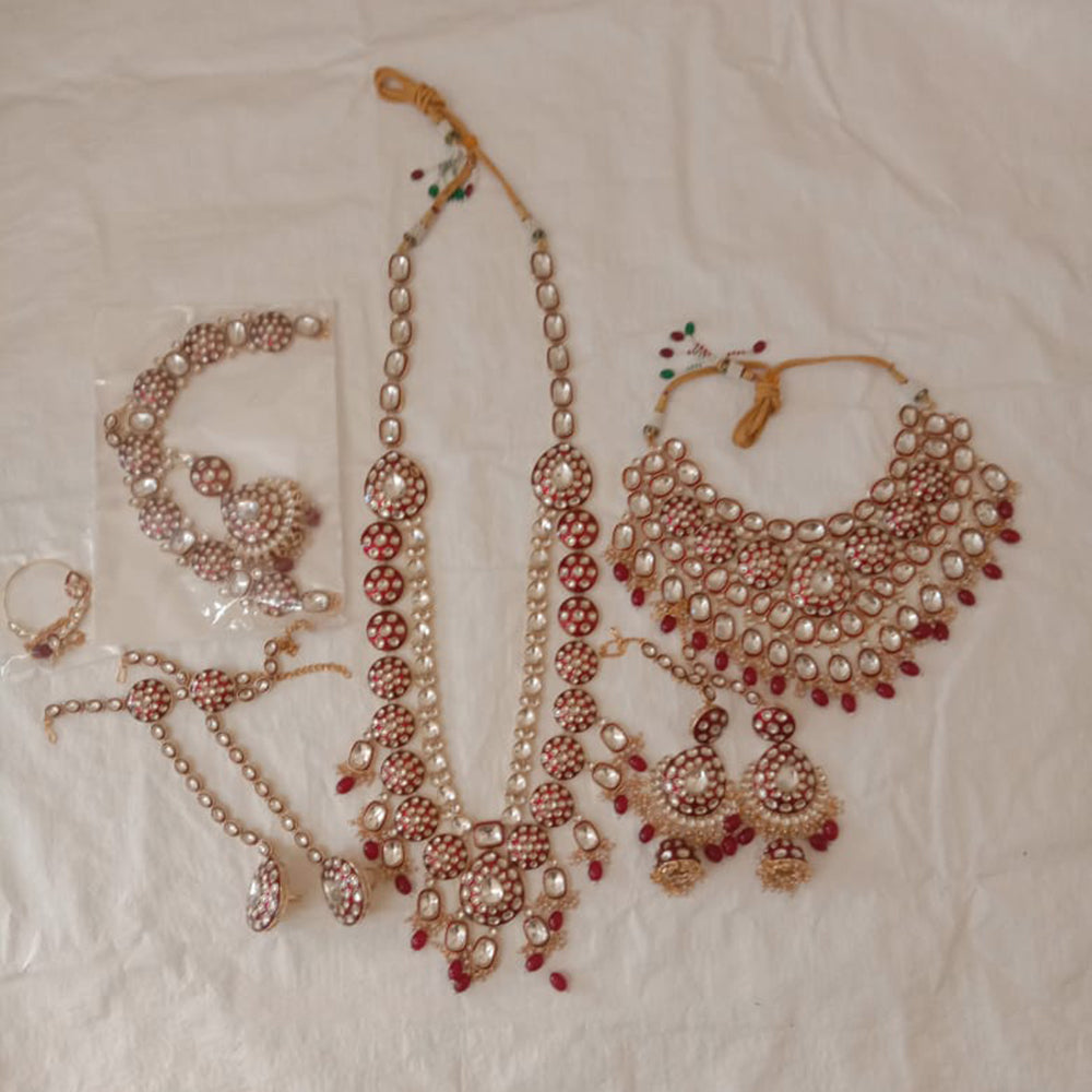 Neetu Art  Gold-Plated Designed for the Bride  Kundan & Beads Meenakari Bridal Set