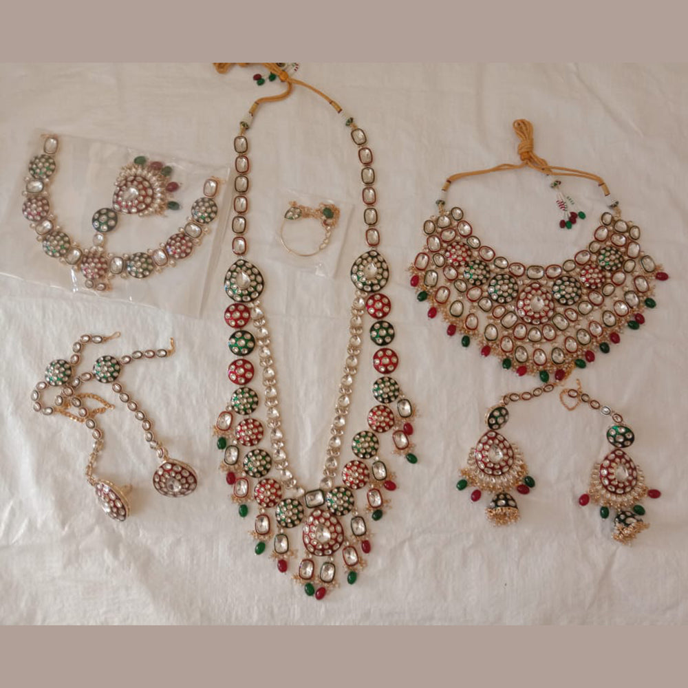 Neetu Art  Gold-Plated Designed for the Bride  Kundan & Beads Meenakari Bridal Set
