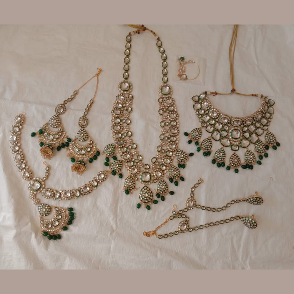 Neetu Art  Gold-Plated Designed for the Bride  Kundan & Beads Meenakari Bridal Set