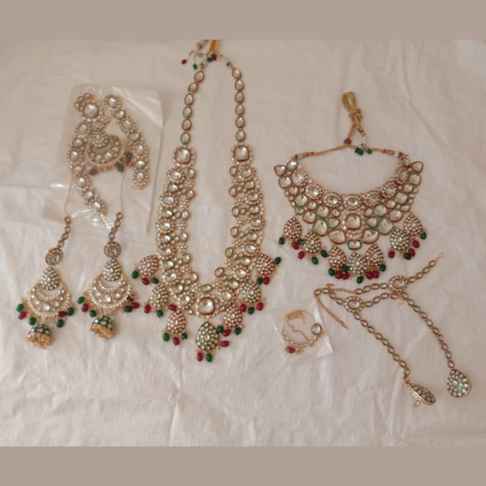 Neetu Art  Gold-Plated Designed for the Bride  Kundan & Beads Meenakari Bridal Set