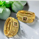 Neetu Art Gold Plated Pota Stone And Pearl Openable Bangle Set