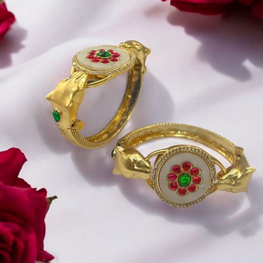 Neetu Art Gold Plated Pota Stone Openable Bangle Set