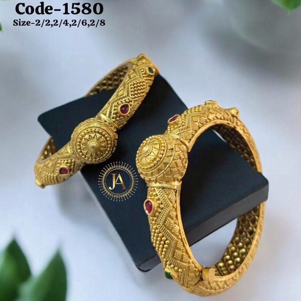 Neetu Art Gold Plated Pota Stone Openable Bangle Set
