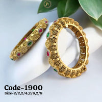Neetu Art Gold Plated Pota Stone Openable Bangle Set