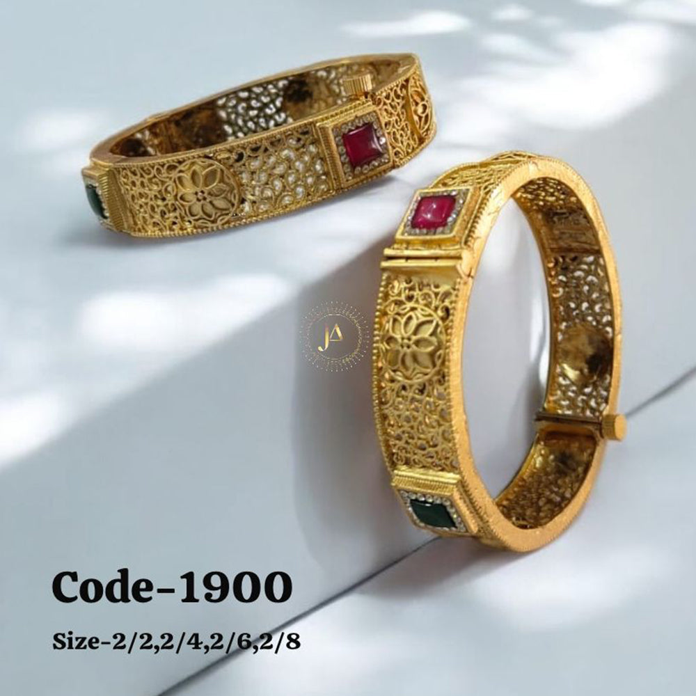 Neetu Art Gold Plated Pota Stone Openable Bangle Set