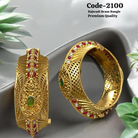 Neetu Art Gold Plated Pota Stone Openable Bangle Set